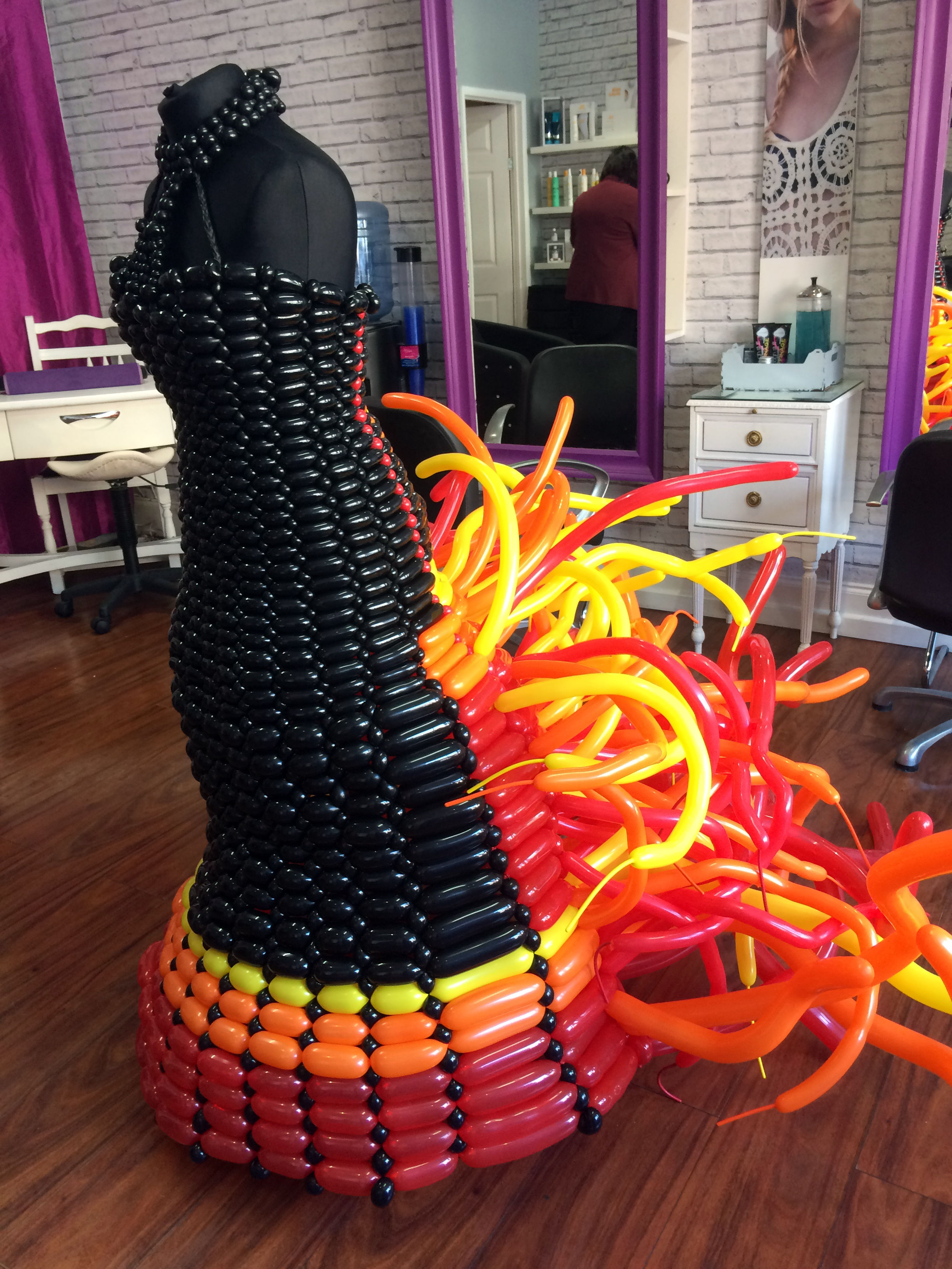 Hunger games themed dress on a mannequin